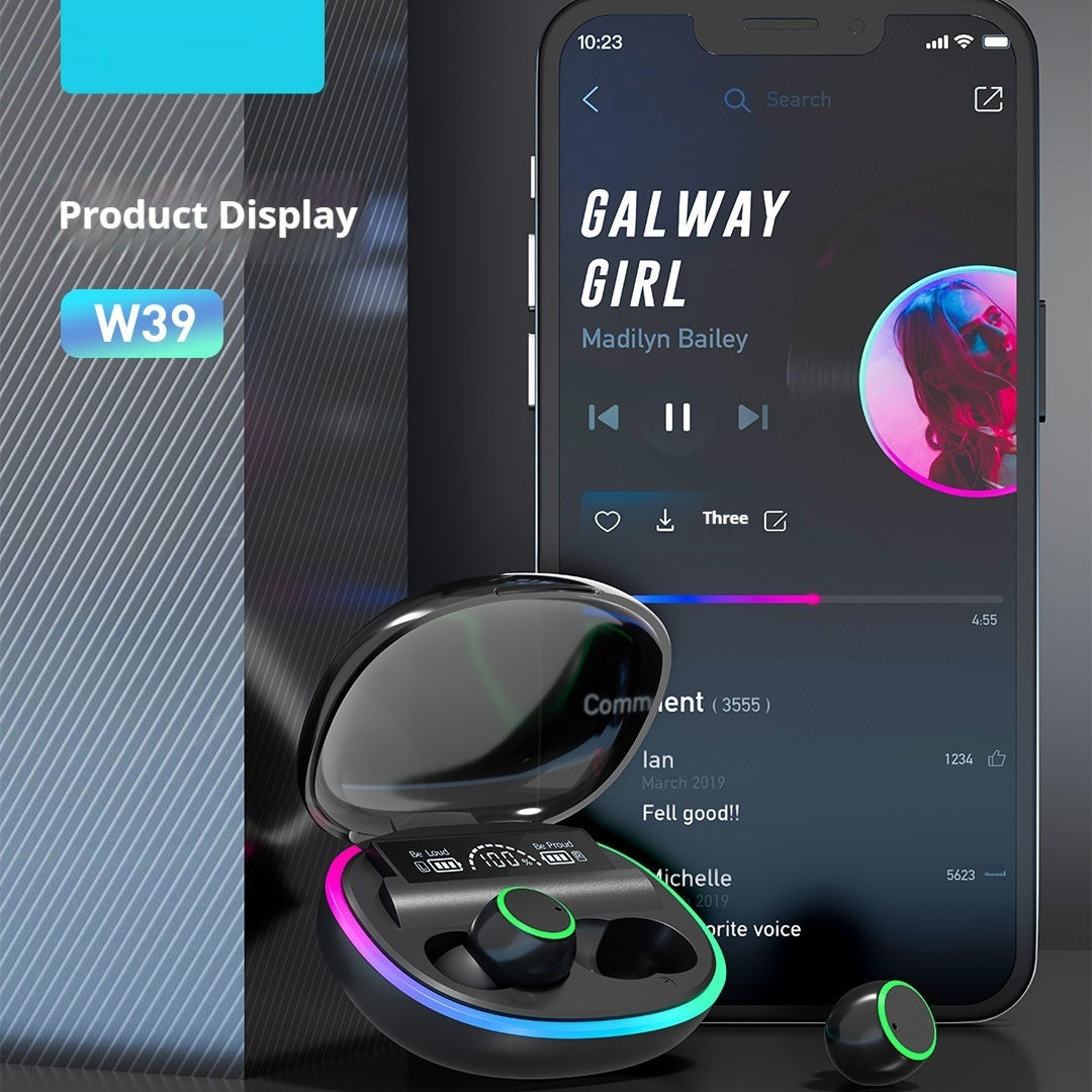 TWS Wireless Bluetooth Earbuds with LED Display and Light Effects
