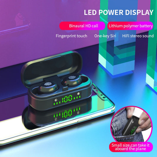 TWS Bluetooth Earbuds with Digital Battery Display Charging Case