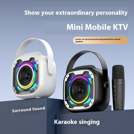 Portable Bluetooth Karaoke Speaker with Wireless Microphone & LED Light