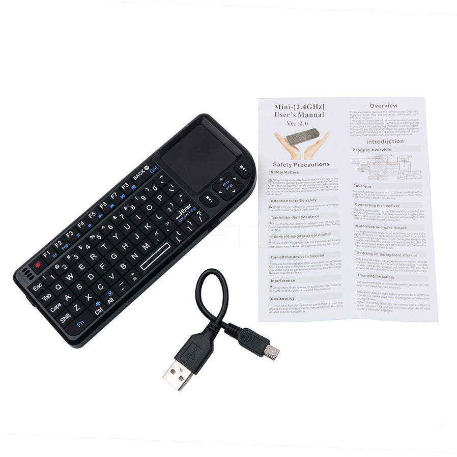 Mini Wireless Keyboard with Touchpad for Smart TV and PC