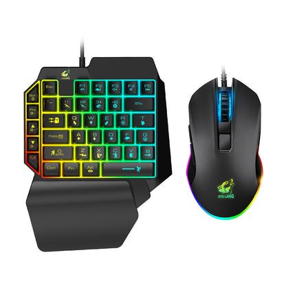 RGB One Hand Gaming Keyboard and Mouse Combo for PC and Mobile Gaming