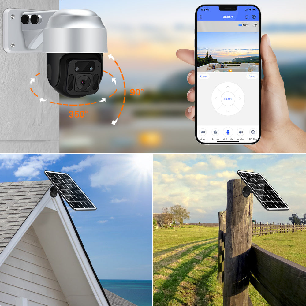 Solar Powered Wireless WiFi Security Camera for Outdoor Surveillance