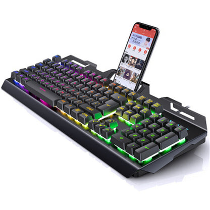 RGB Mechanical Feel Gaming Keyboard with Phone Holder