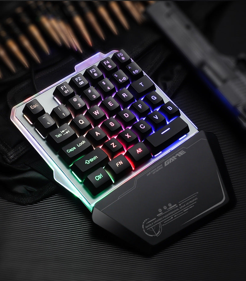 One-Handed RGB Gaming Keyboard with Wrist Rest