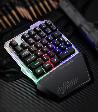 One-Handed RGB Gaming Keyboard with Wrist Rest