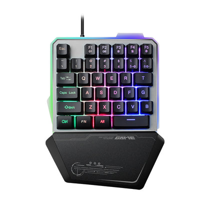 One-Handed RGB Gaming Keyboard with Wrist Rest