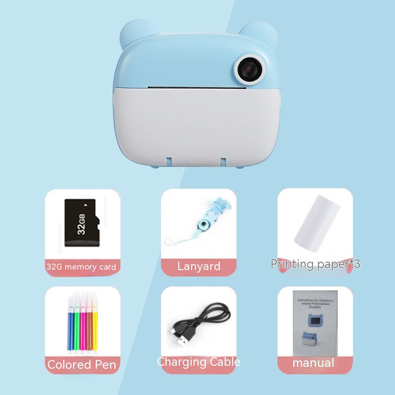 Kids Instant Print Camera with Dual Lens and Photo Printing