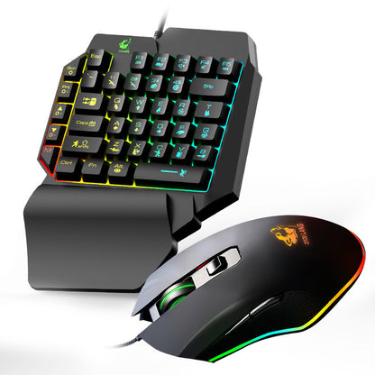 RGB One Hand Gaming Keyboard and Mouse Combo for PC and Mobile Gaming