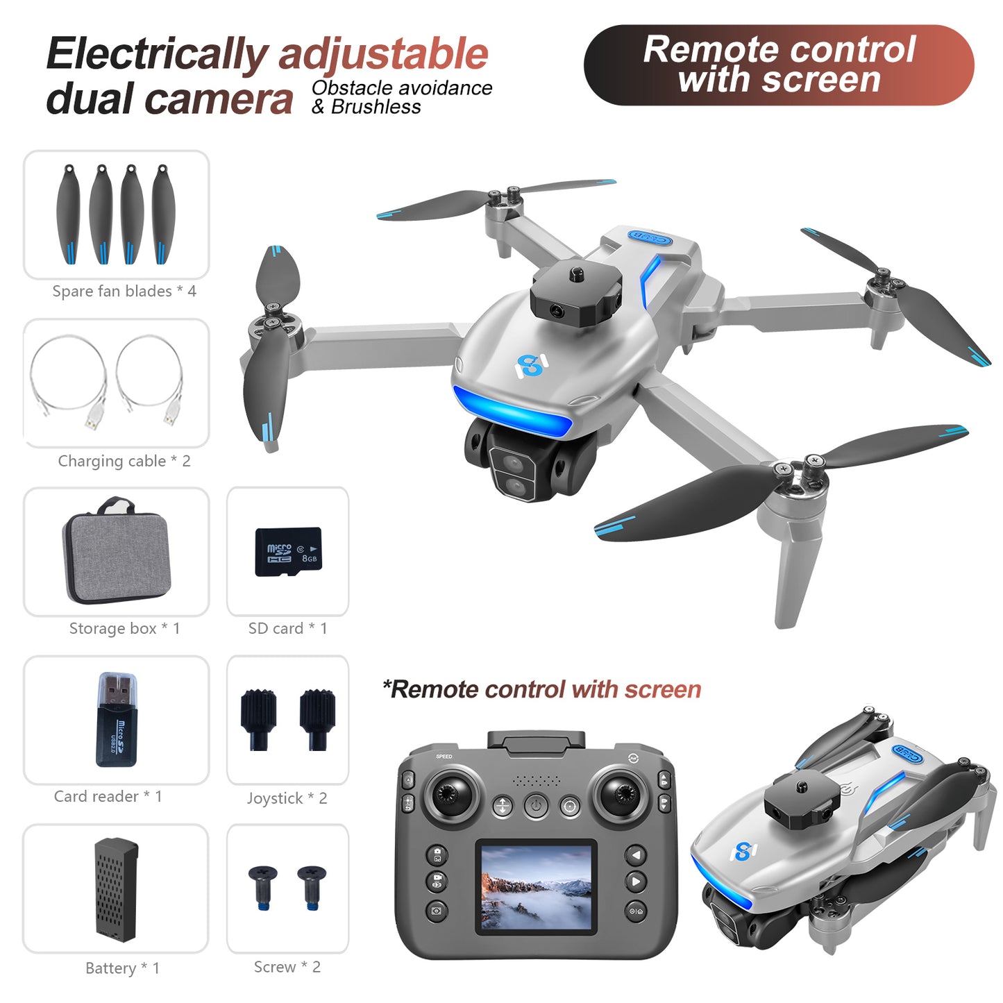 S181 GPS Brushless Drone with Screen Remote and Obstacle Avoidance