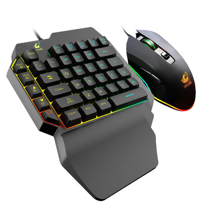 RGB One Hand Gaming Keyboard and Mouse Combo for PC and Mobile Gaming