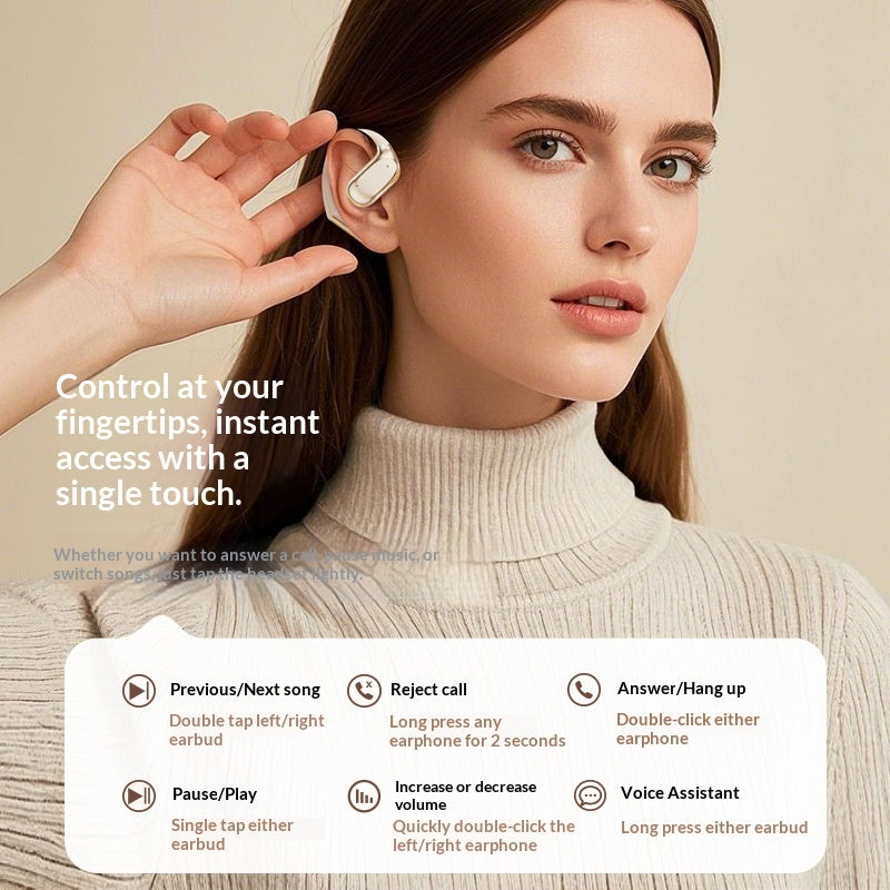 AI Translation Bluetooth Earbuds with Ear Hooks and Charging Case