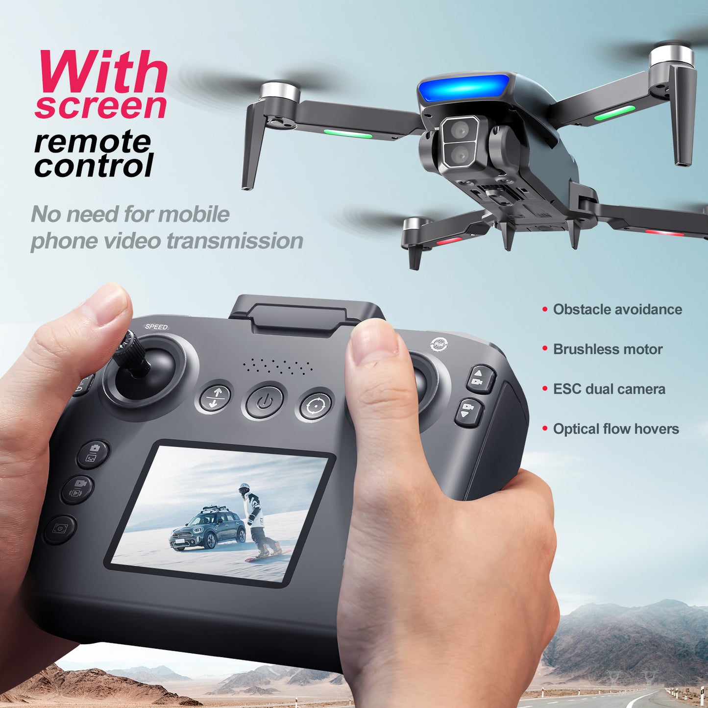 S181 GPS Brushless Drone with Screen Remote and Obstacle Avoidance