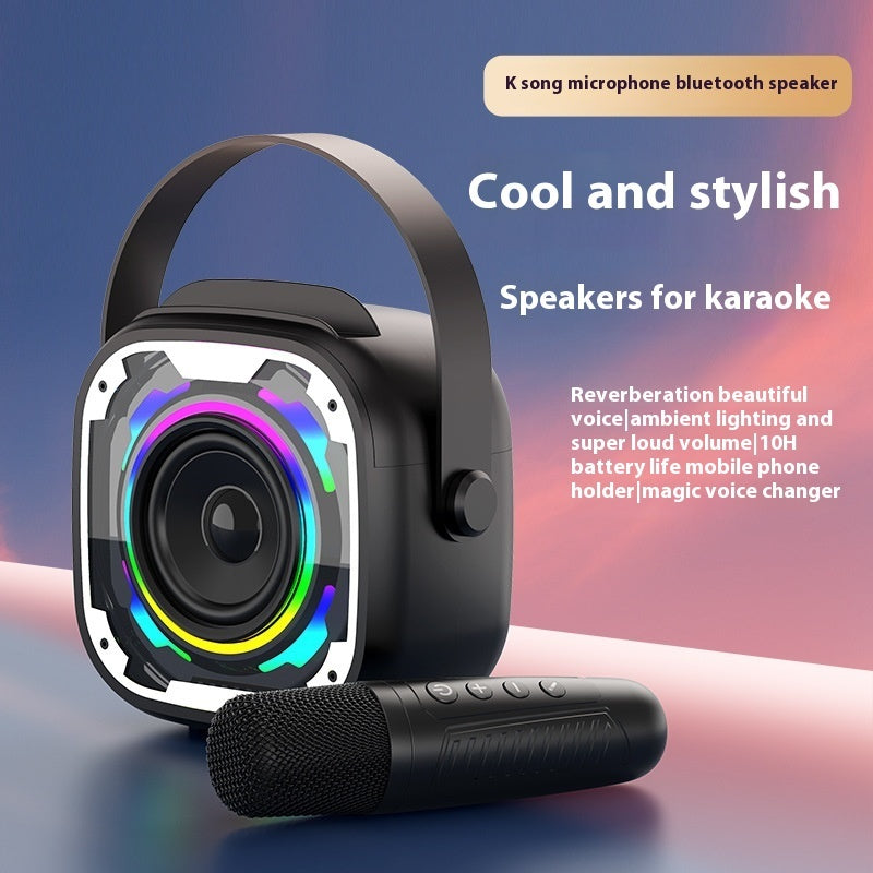 Portable Bluetooth Karaoke Speaker with Wireless Microphone & LED Light