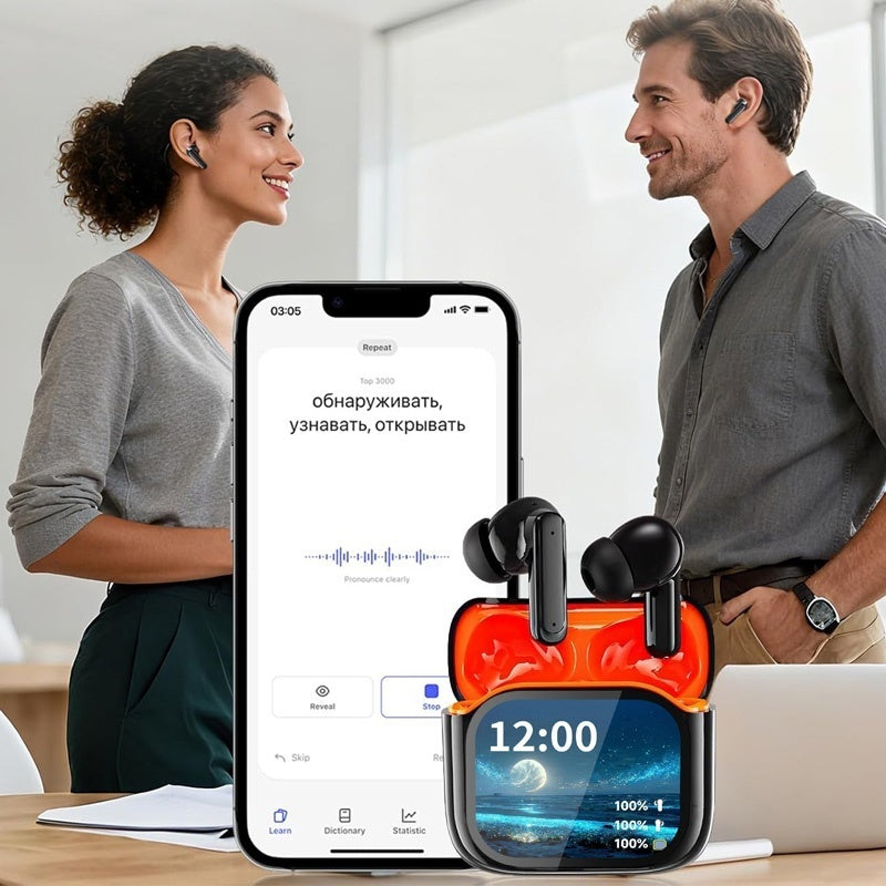 AI Translation Wireless Earbuds with Smart Touch Screen Case