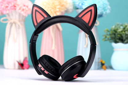 Cat Ear Bluetooth Headphones with LED Light