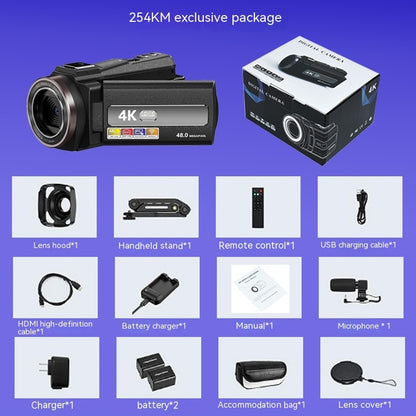 4K HD Digital Camera Handheld Shooting Digital Camera
4K HD Digital Camcorder with 32GB Card and Extra Battery