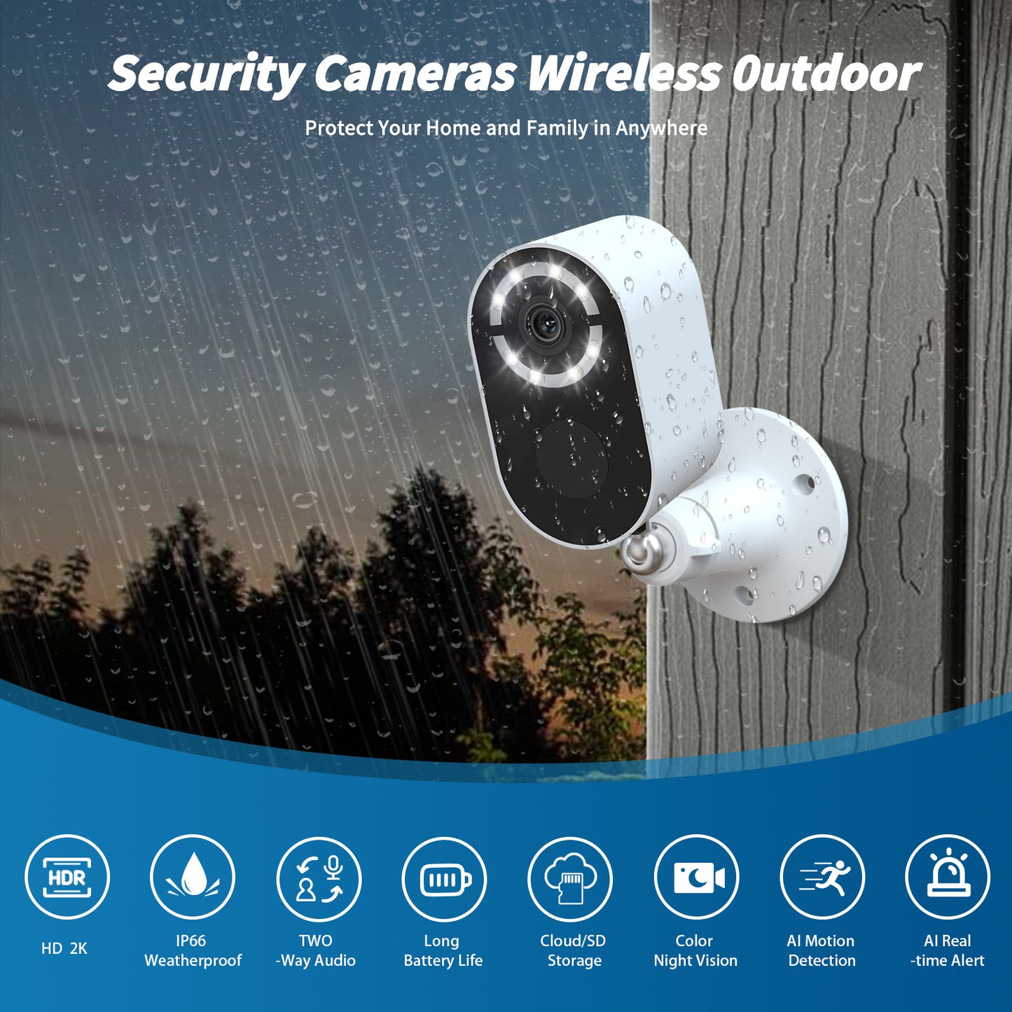 3MP Solar Wireless Outdoor Security Camera with Night Vision