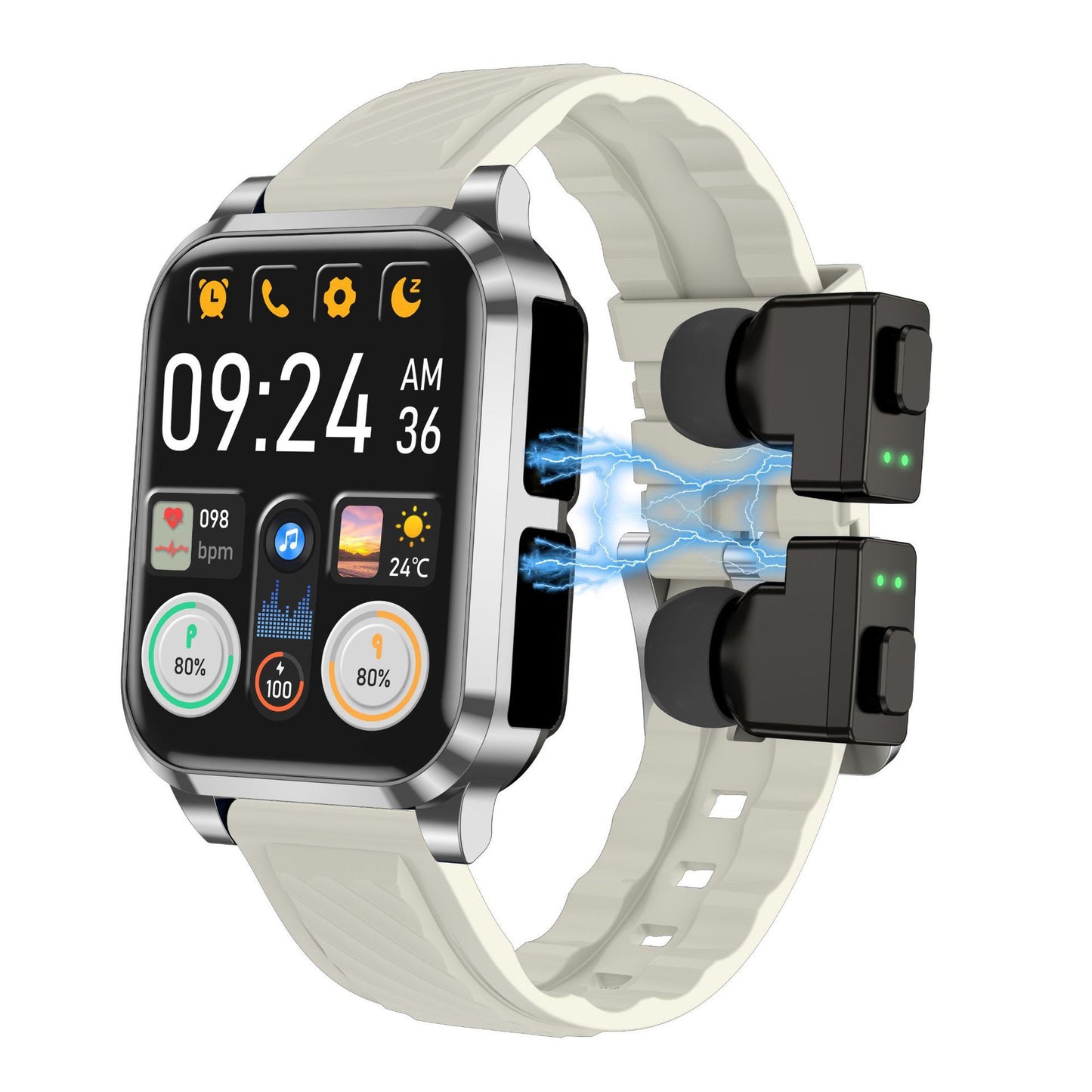 Smartwatch with Bluetooth Calling and Built-in Wireless Earbuds