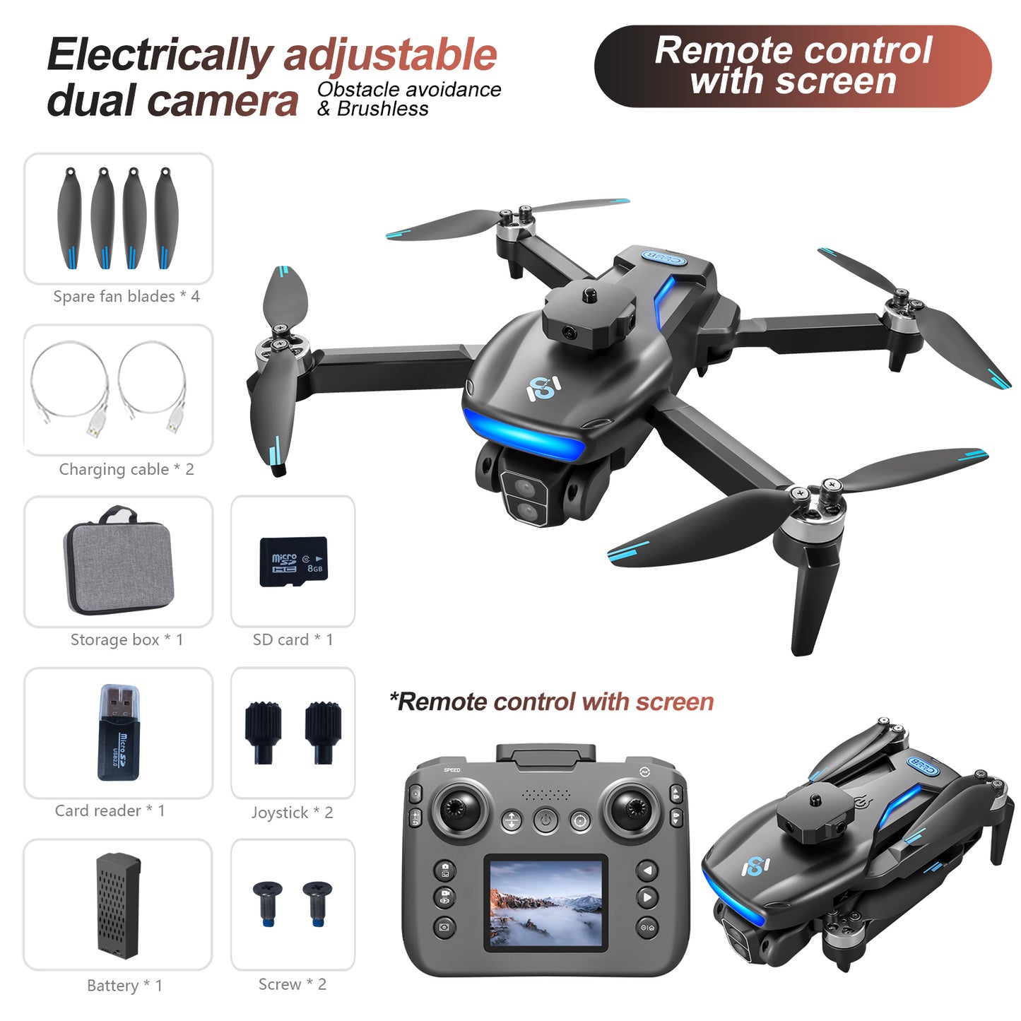 S181 GPS Brushless Drone with Screen Remote and Obstacle Avoidance