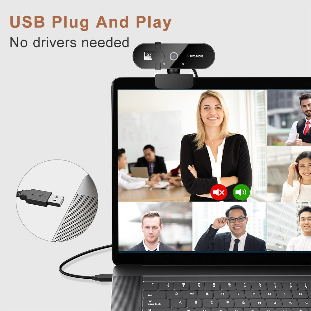 USB 1080P Webcam with Auto Focus and Rotatable Clip