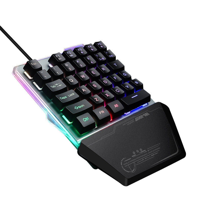 One-Handed RGB Gaming Keyboard with Wrist Rest