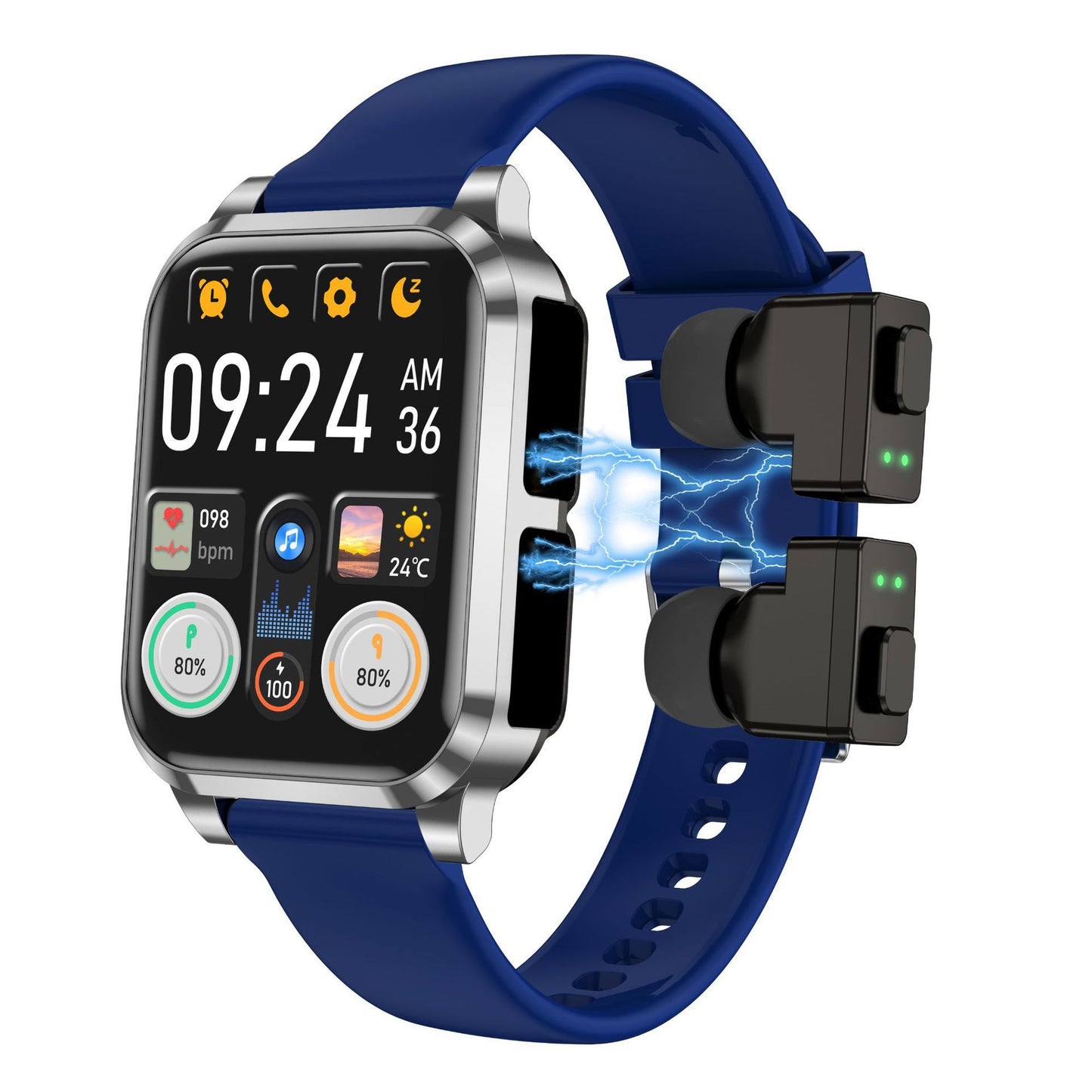 Smartwatch with Bluetooth Calling and Built-in Wireless Earbuds