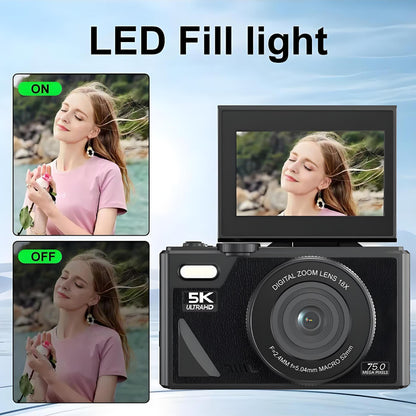 4K Digital Camera with WiFi Transfer and Flip Screen