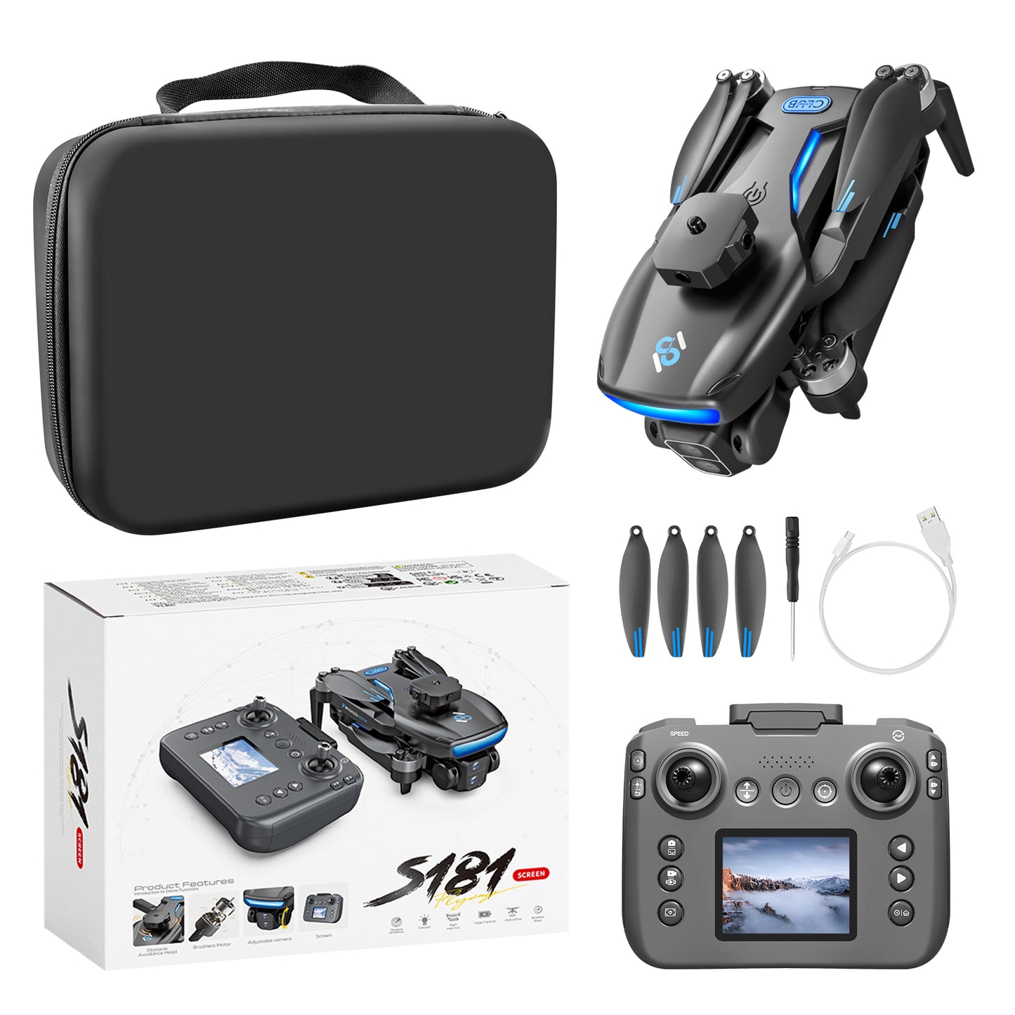 S181 GPS Brushless Drone with Screen Remote and Obstacle Avoidance