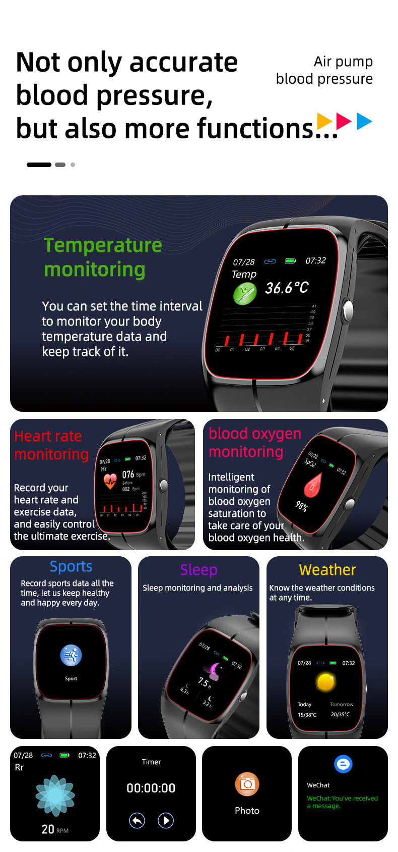 P20 Smart Watch with Blood Oxygen Heart Rate Monitor