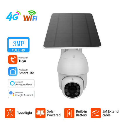 Solar Outdoor Security Camera with 4G and WiFi Options