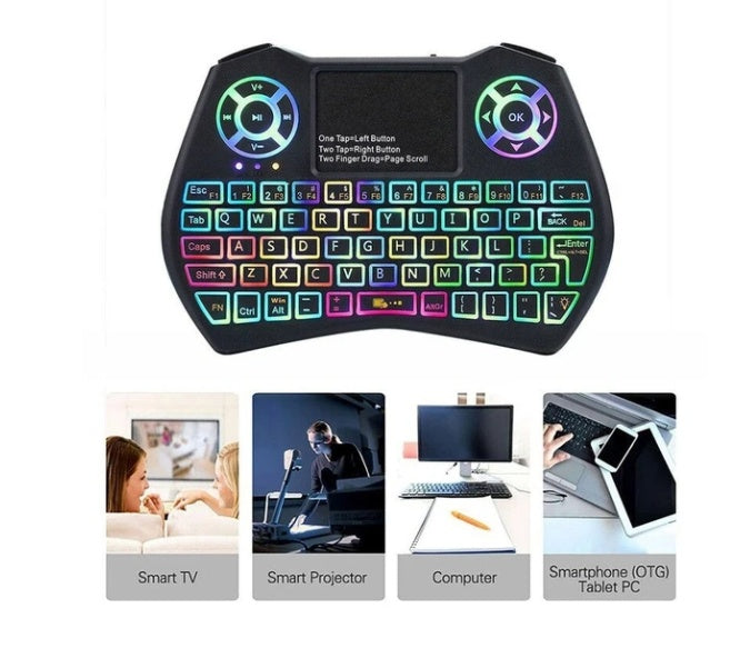 Mini Wireless RGB Keyboard with Touchpad for Smart TV and PC