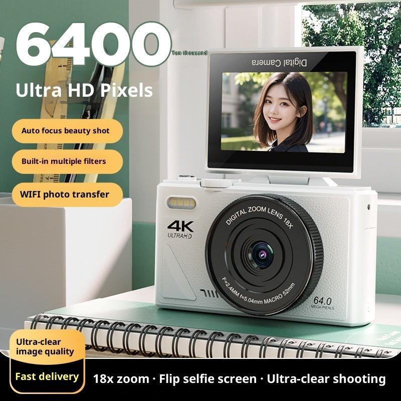 4K Digital Camera with WiFi Transfer and Flip Screen