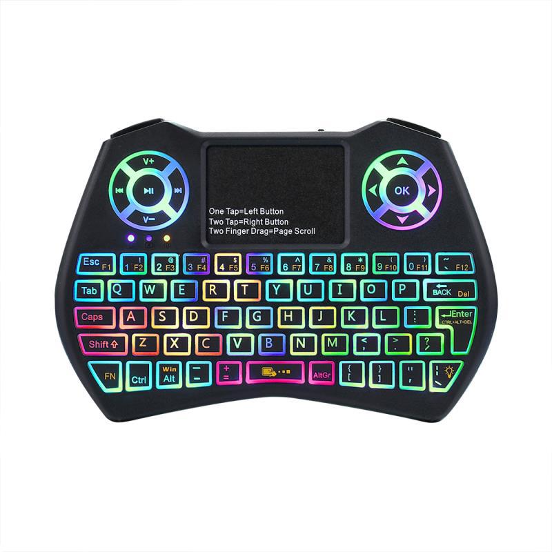 Mini Wireless RGB Keyboard with Touchpad for Smart TV and PC