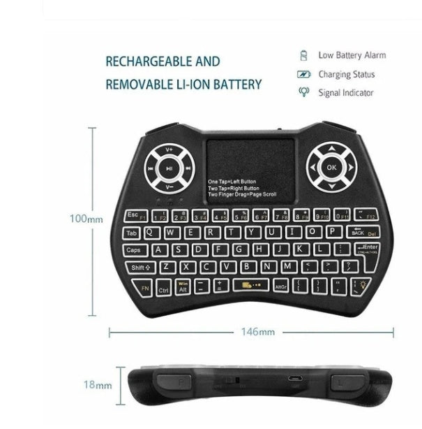 Mini Wireless RGB Keyboard with Touchpad for Smart TV and PC