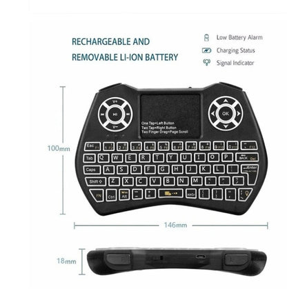 Mini Wireless RGB Keyboard with Touchpad for Smart TV and PC