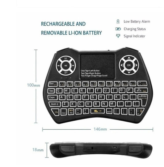 Mini Wireless RGB Keyboard with Touchpad for Smart TV and PC