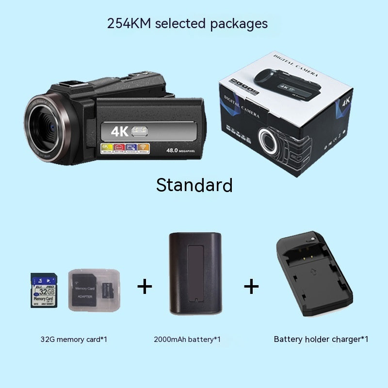 4K HD Digital Camera Handheld Shooting Digital Camera
4K HD Digital Camcorder with 32GB Card and Extra Battery