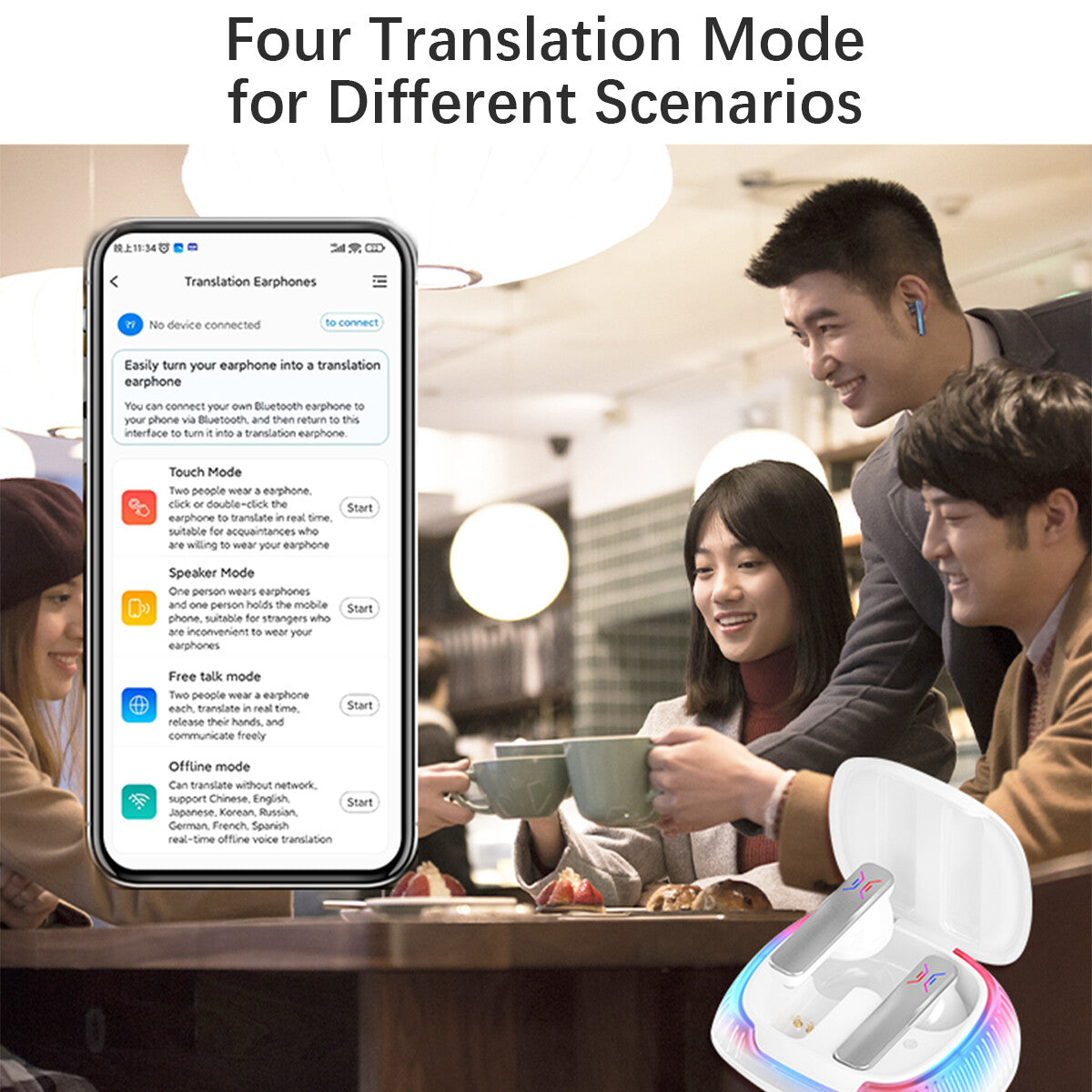 Language Translator Earbuds with 144 Online Translation Languages