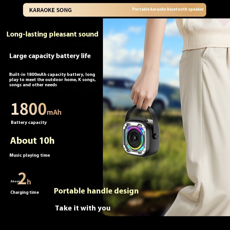 Portable Bluetooth Karaoke Speaker with Wireless Microphone & LED Light