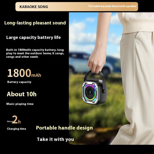 Portable Bluetooth Karaoke Speaker with Wireless Microphone & LED Light