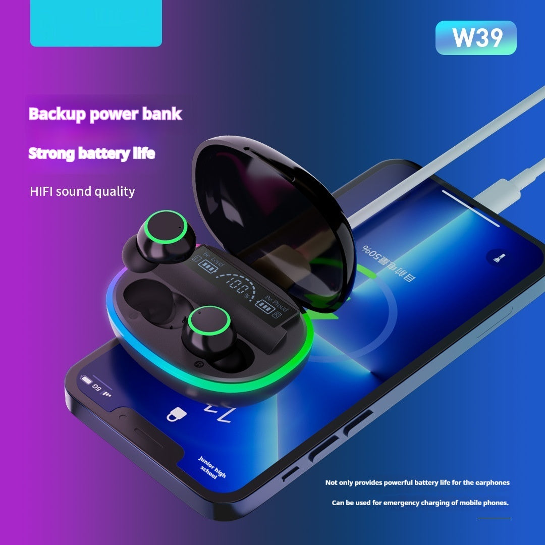 TWS Wireless Bluetooth Earbuds with LED Display and Light Effects