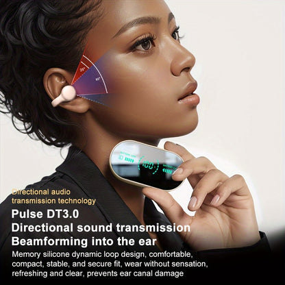 Wireless Open-Ear Clip-On Earbuds with Charging Case