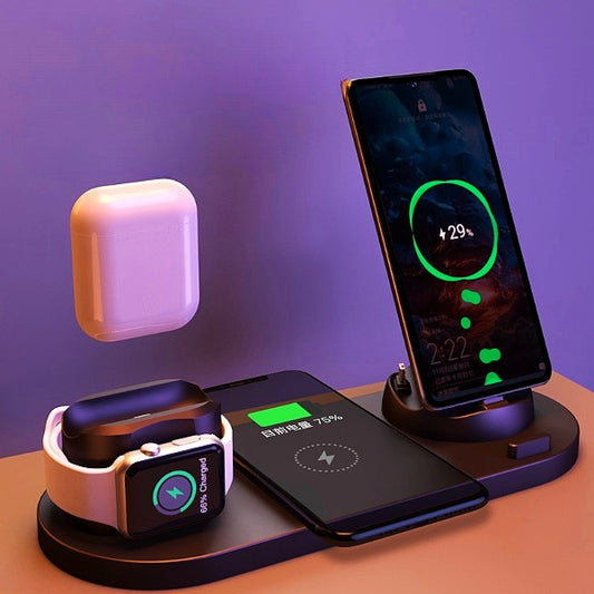 Fast 6 in 1 Wireless Charger Dock for iPhone Apple Watch AirPods